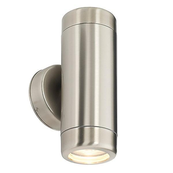 Faro Lighting Atlantis Outdoor Coastal Wall Up Down Light IP65 7W Marine Grade Brushed Stainless Steel Dimmable IP65 - GU10