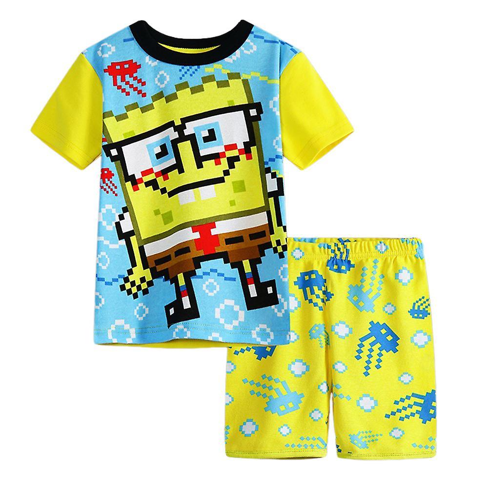 Vicbuy Gifts Pyjamas Spongebob Squarepants/Shaun The Sheep Printed Tops+Shorts Loungewear Sleepwear Outfits Set 4-7 Years Kids