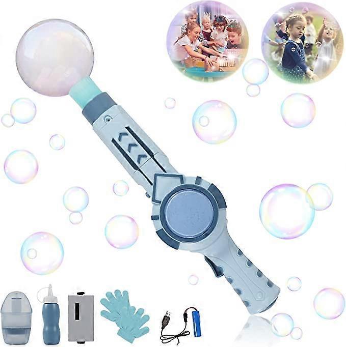 Mmcici Elastic Smog Bubble Machine, Automatic Magic Smoke Bubble Blower Machine Blue