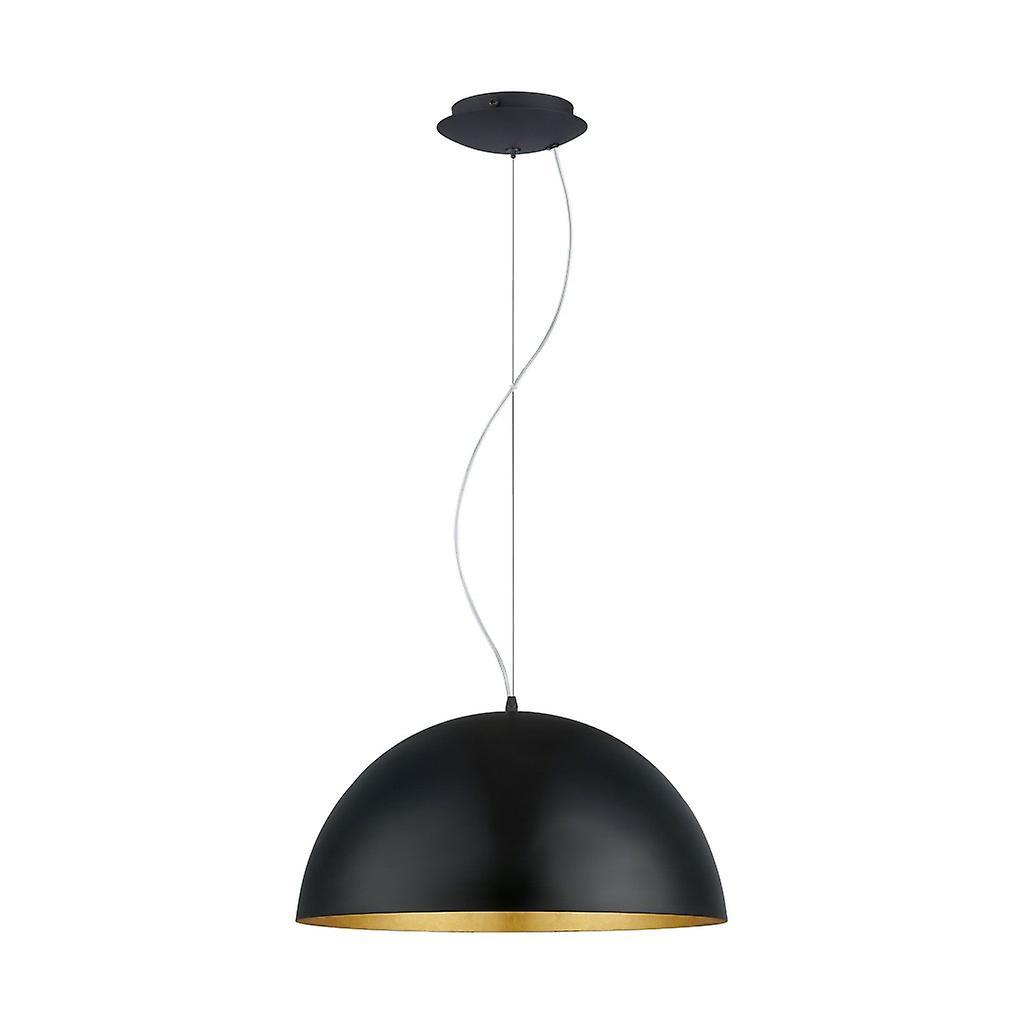 Eglo Lighting Gaetano 1 Light Dome Ceiling Hanging Pendant Black, Gold, E27