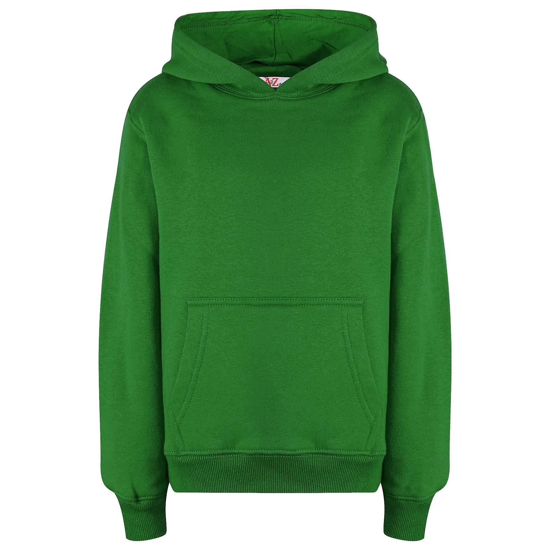 A2Z 4 Kids Kids Girls Boys Sweat Shirt Tops Plain Green Hooded Jumpers Hoodies 5-13 Years 9-10 Years