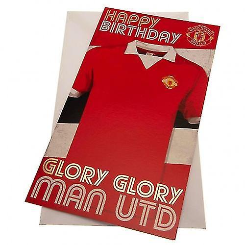 Manchester United FC Retro Birthday Card Red/Yellow 22cm x 12cm