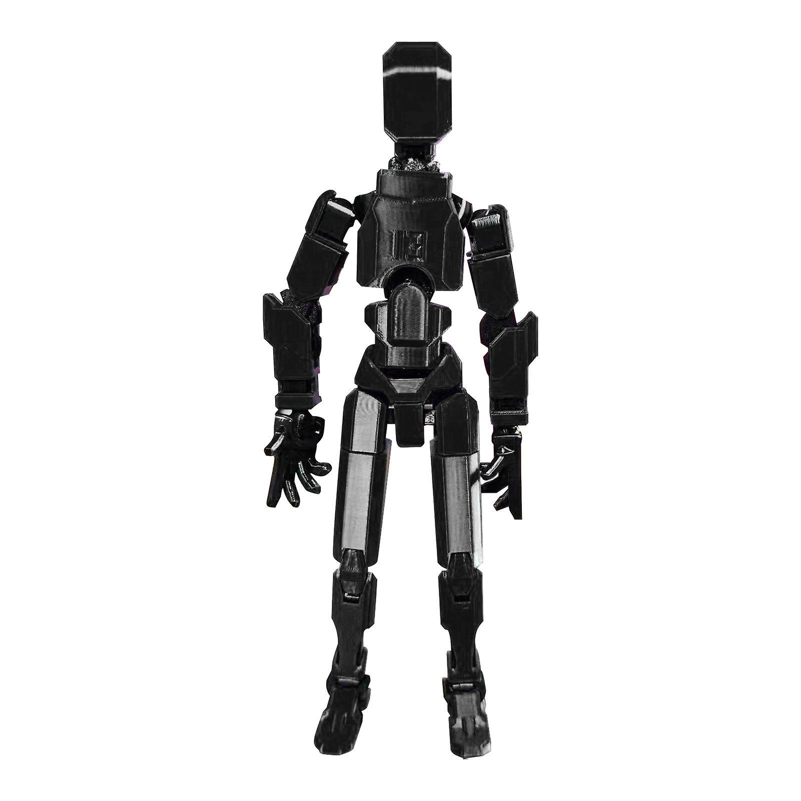 Aislerbee 3d Printed Robot Action Figure With Weapon Multi-jointed Robot Model Movable Joint Figurine Desktop Decoration Ornament Black