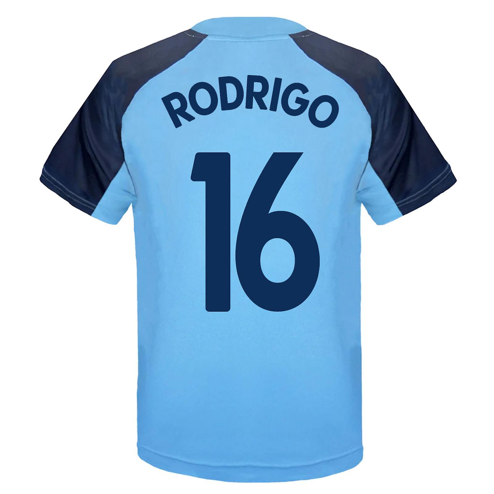 Manchester City FC Manchester City Boys T-Shirt Poly Training Kit Kids OFFICIAL Football Gift Sky Blue Crest Rodrigo 16 8-9 Years