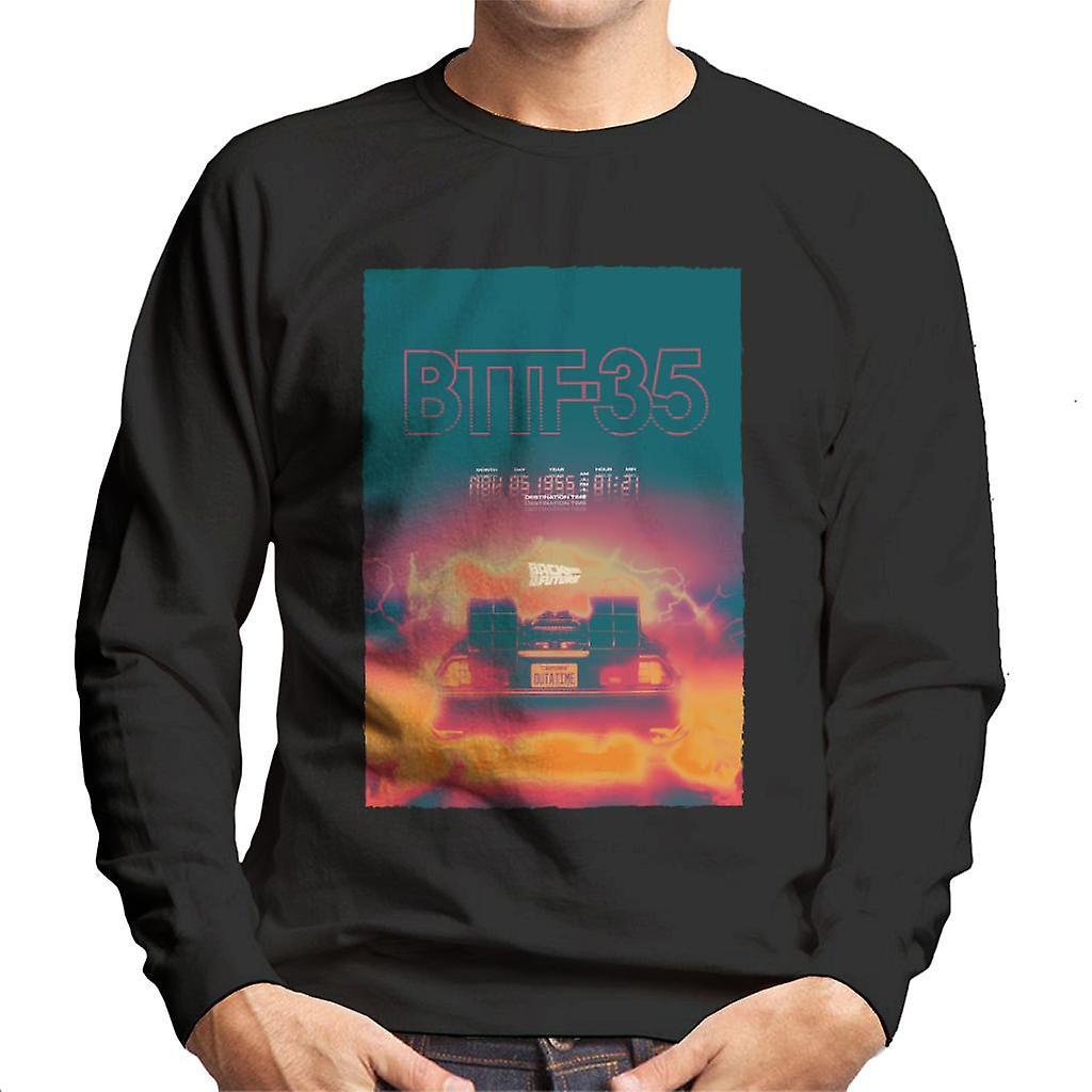 Back to the Future Delorean 35 Electric Flames Men's Sweatshirt Black Large