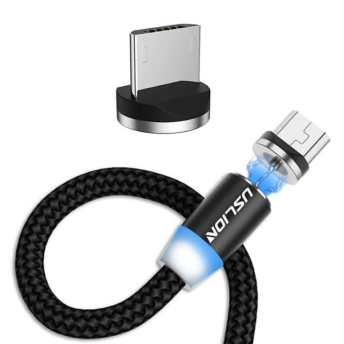 USLION Micro-USB Magnetic Charging Cable 3 Meter - Braided Nylon Charger Data Cable Android Black