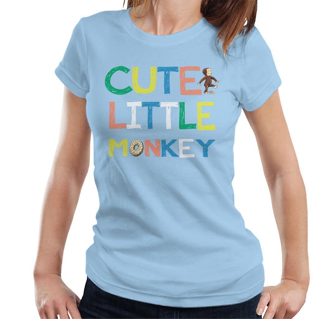 Curious George Cute Little Monkey Women's T-Shirt Sky Blue Medium