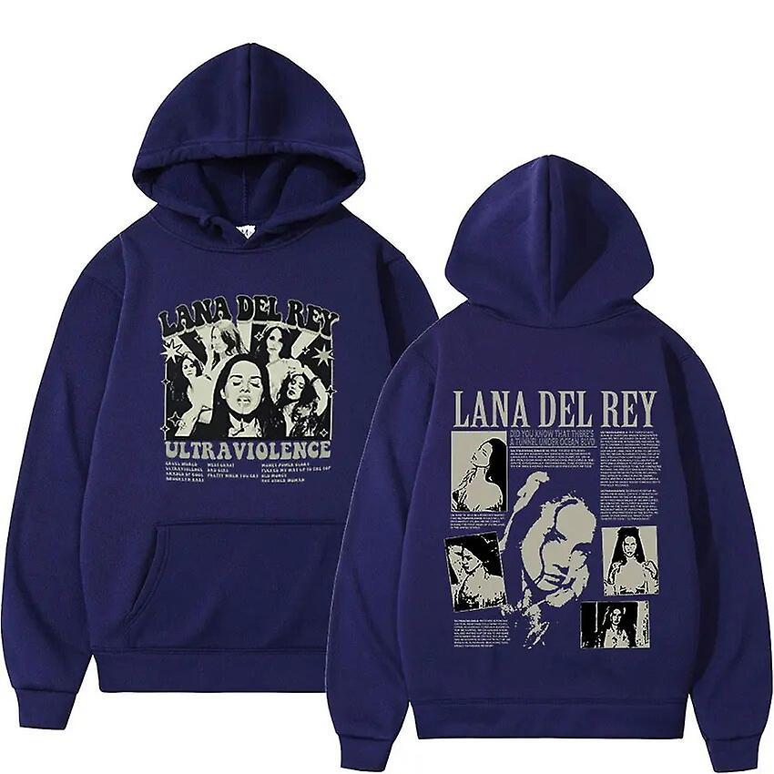 Cciyu Singer Lana Del Rey Fashion Hoodie Ultraviolence Music Album Pullover Sweatshirt Men Women Hip Hop Aesthetic Hoodies Streetwear Navy Blue nav...