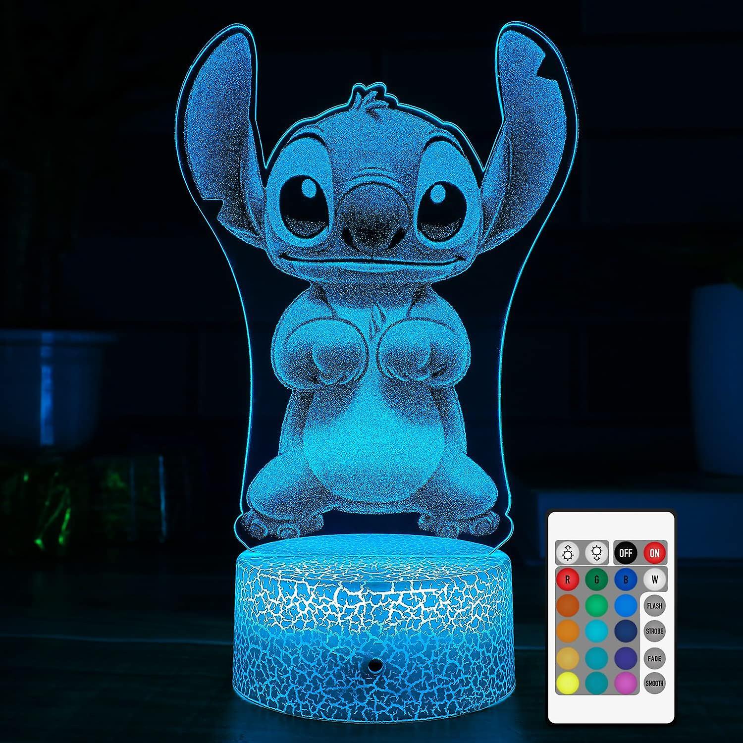 Heytea Stitch Gifts for Kids Lilo and Stitch 3D LED Night Light with Remote & Smart Touch 7 Colors + 16 Colors Changing Opreated Dimmable Stitch Toys