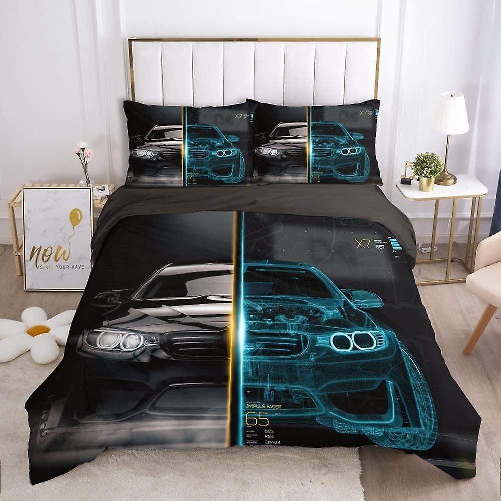 Kerota Car Bedding Set for Kids Duvet Cover Sports Car Bedding for Teens Microfiber for Adults Single135x200cm