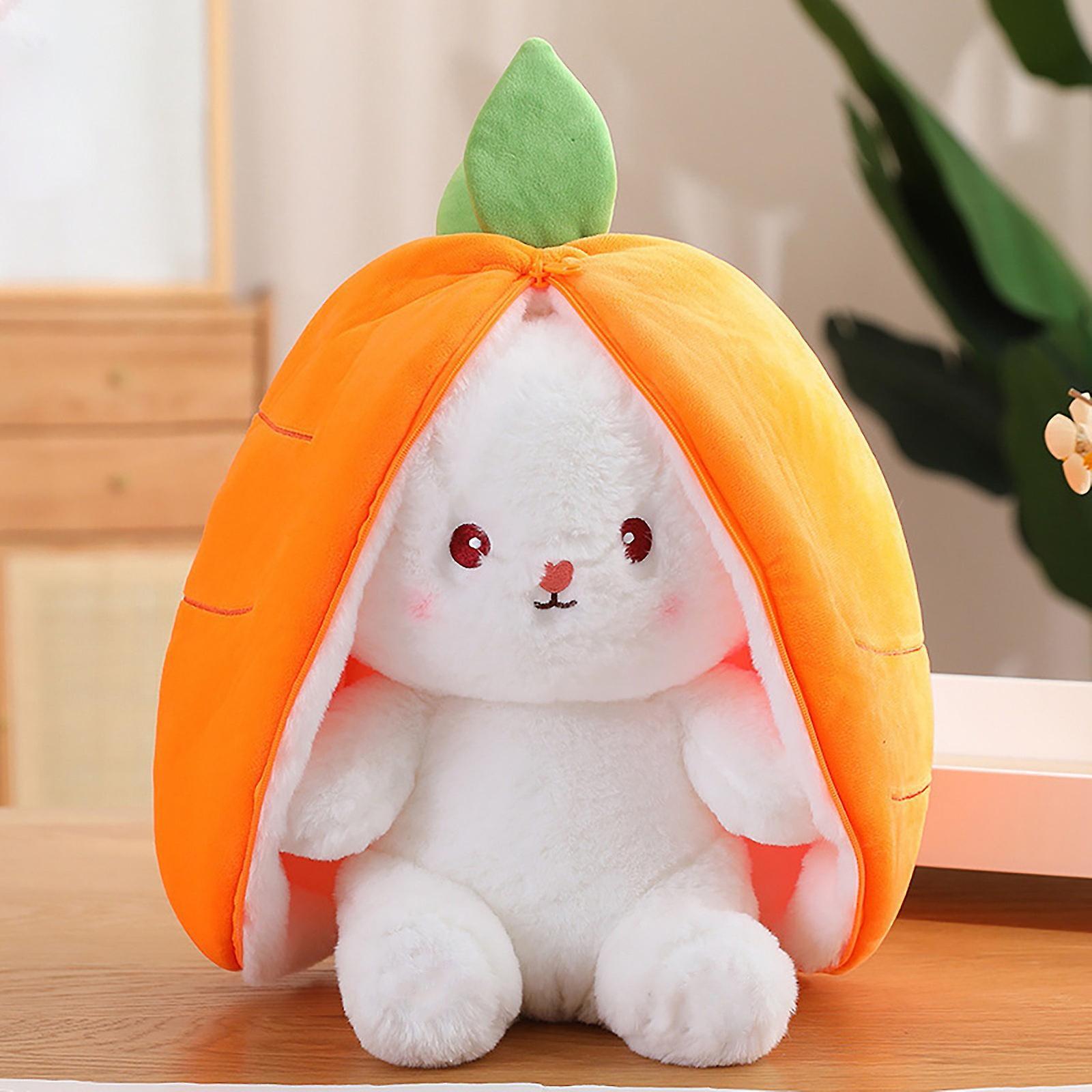 Flye Easter Stuffed Cute Bunny Turn Into Rabbit Fruit Doll Carrot Strawberry Cute Bunny Doll Plush Toy 241843 A