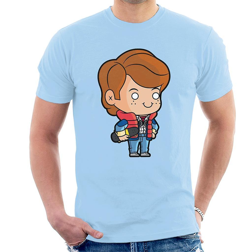 Back to the Future Marty Mcfly Kawaii Men's T-Shirt Sky Blue Small