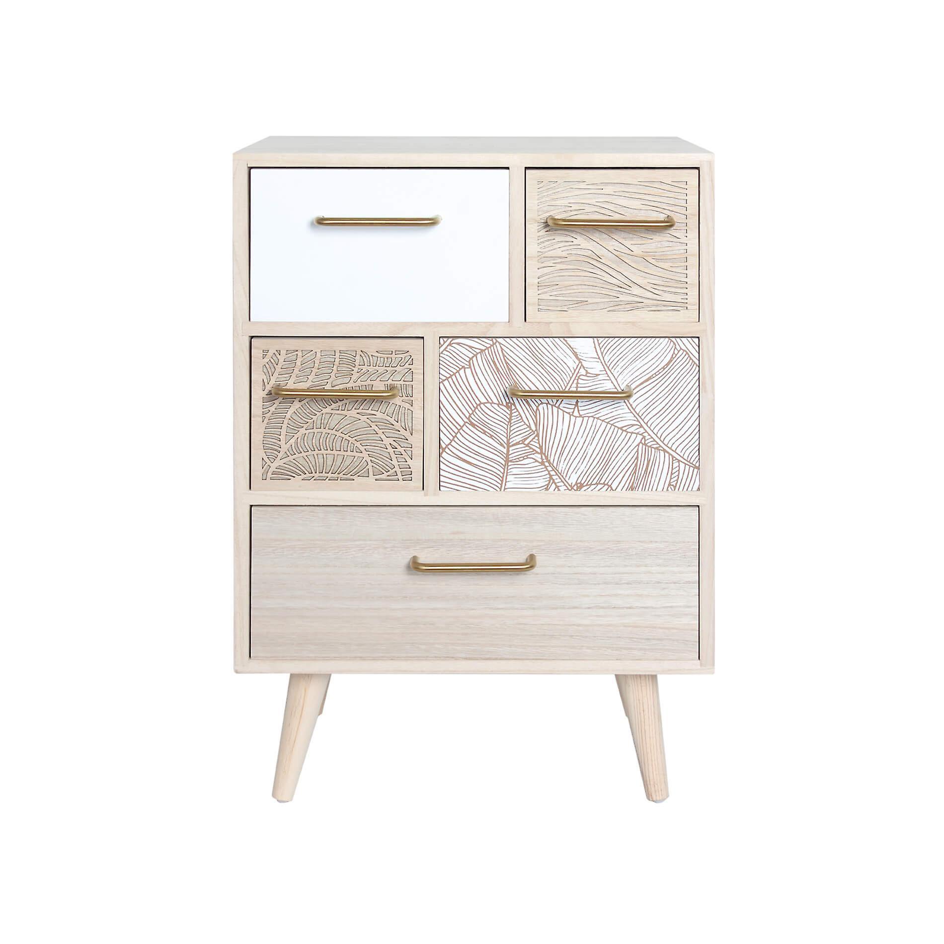 Mobili Rebecca Rebecca Mobili Multipurpose Light Wood Chest Of Drawers With 5 Drawers