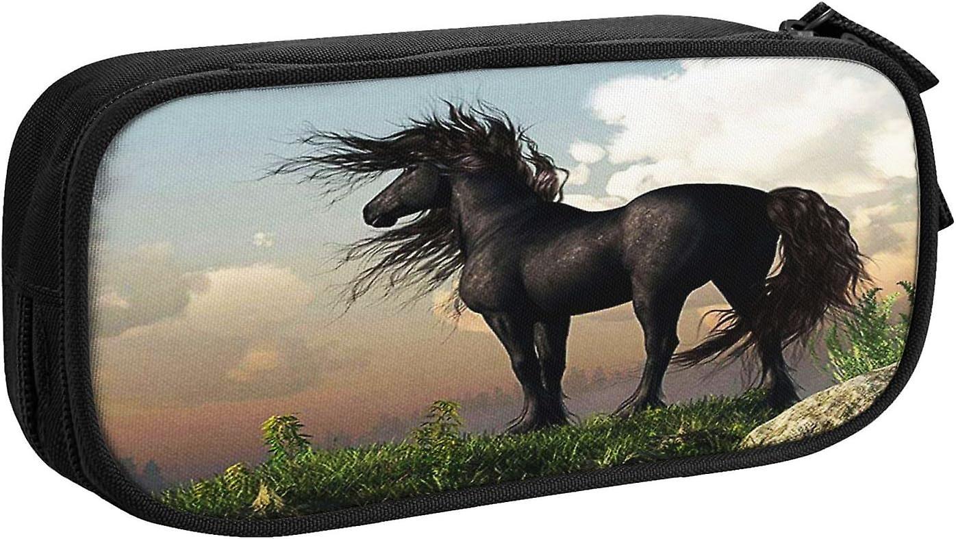 Kerota Pencil Case Magic Black Horse Large Capacity Pencil Bag Pen Case Pouch Desk Organizer Pencil Cases For Boys Girls School Students Office Sup..