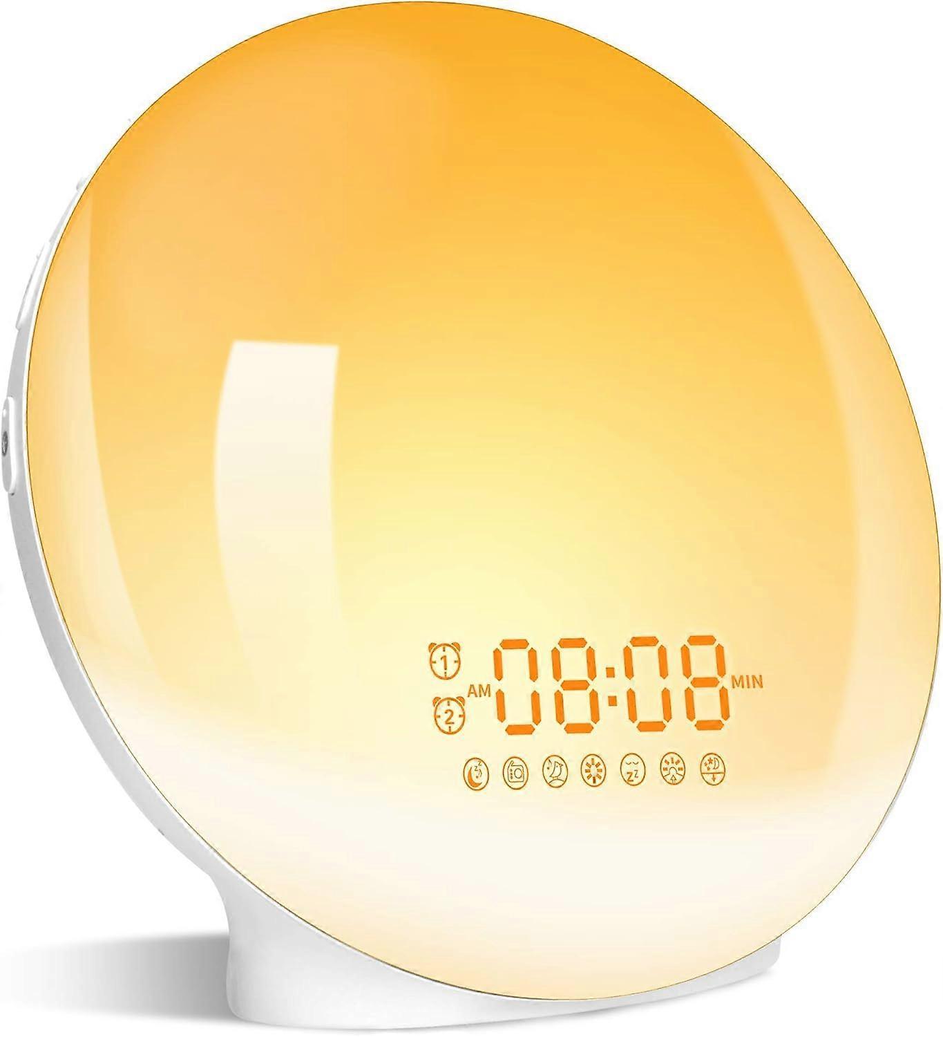 Yuzee Sunrise Alarm Clocks, Wake Up Light with Sunrise/Sunset Simulation Dual Alarms Bedside Night Lamp Snooze Function FM Radio