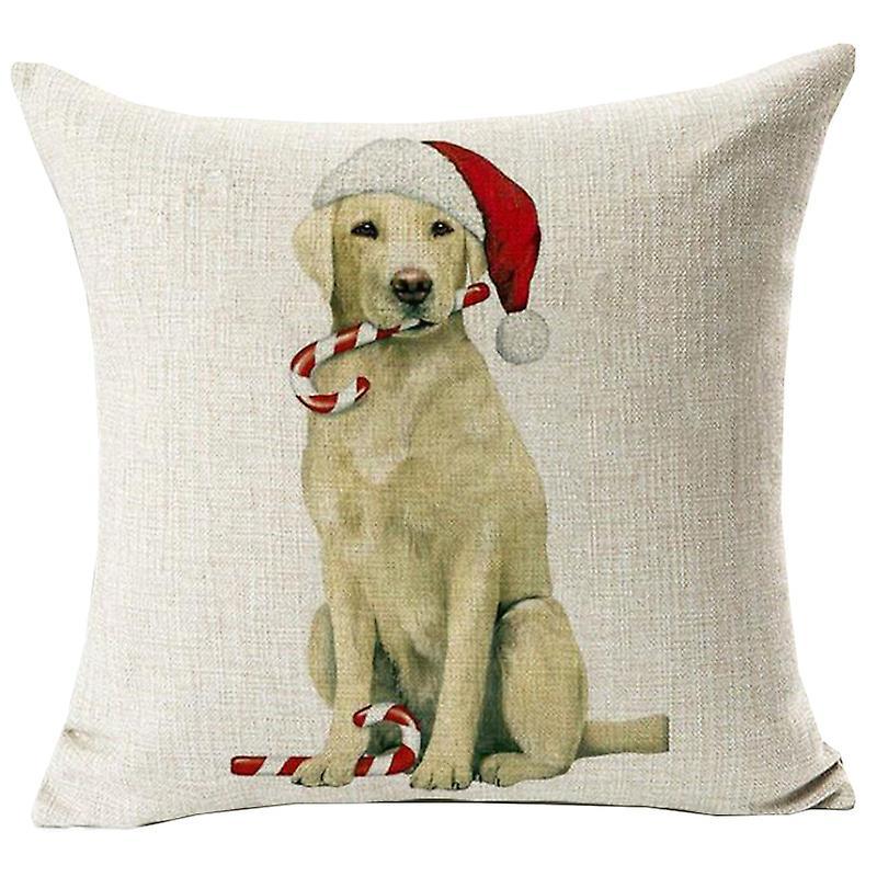 Varychmoo Christmas Cushions Covers Square Pillowcase Xmas Home Sofa Decor White Labrador Dog