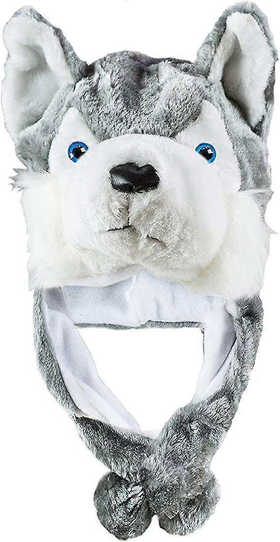 Augro Husky Timber Wolf Plush Animal Winter Hat Warm Winter (Short)