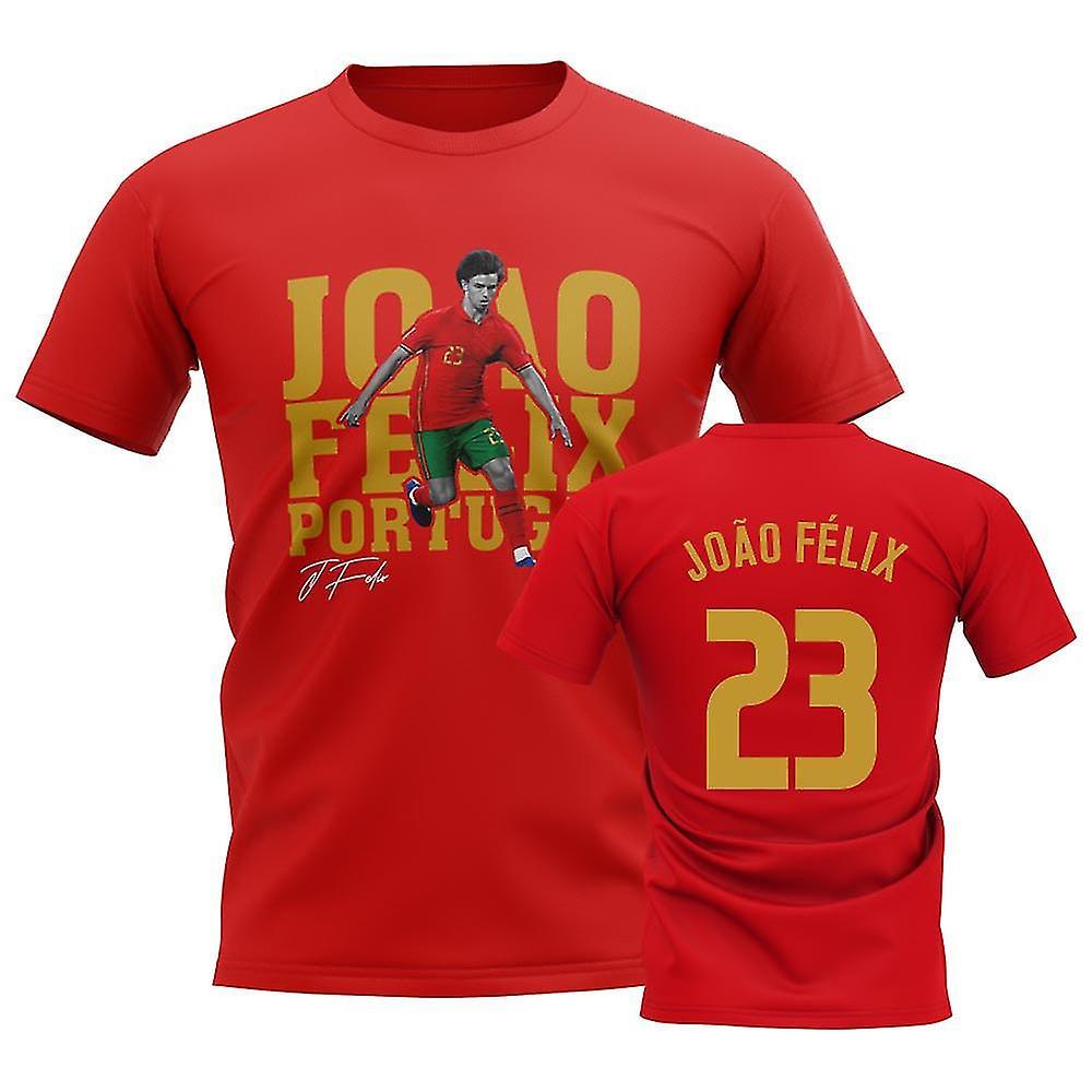 UKSoccerShop Joao Felix Portugal Player Tee (Red) Medium (38-40 inch)