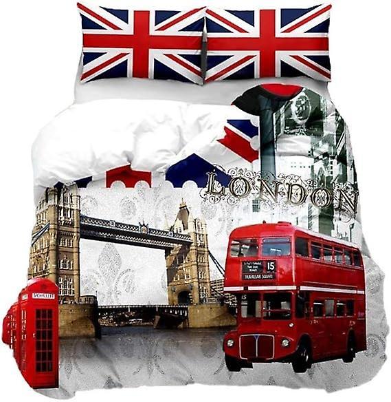 Duvet Cover Set London Bridge Red Double Decker Bus Microfiber Bedding Duvet Cover Sets 1 Duvet Cover And 1/2 Pillowshams 160x220cm