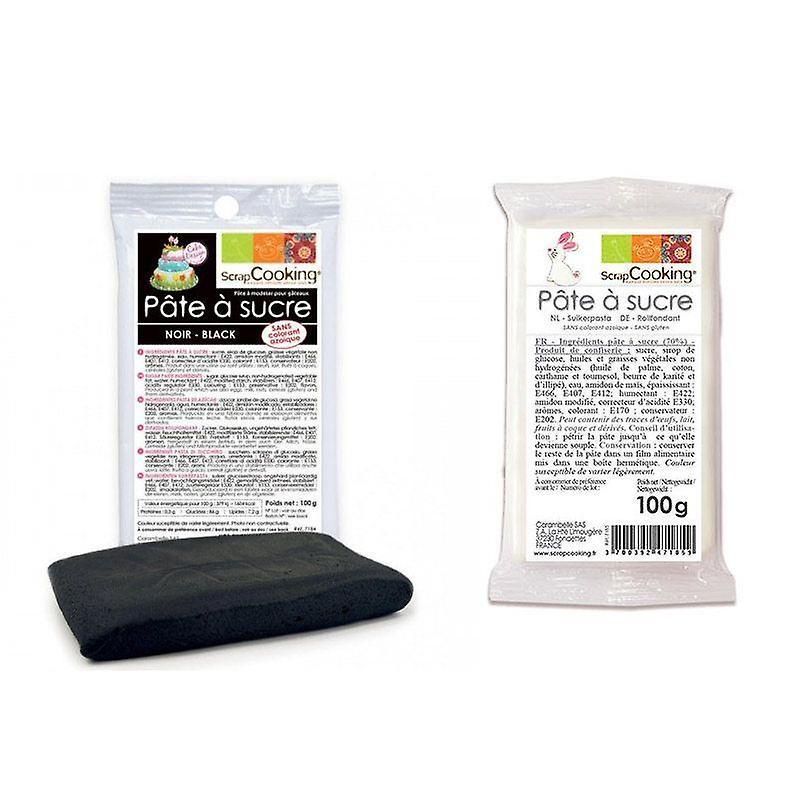 ScrapCooking Black sugar paste 100 g & white sugar paste 100 g