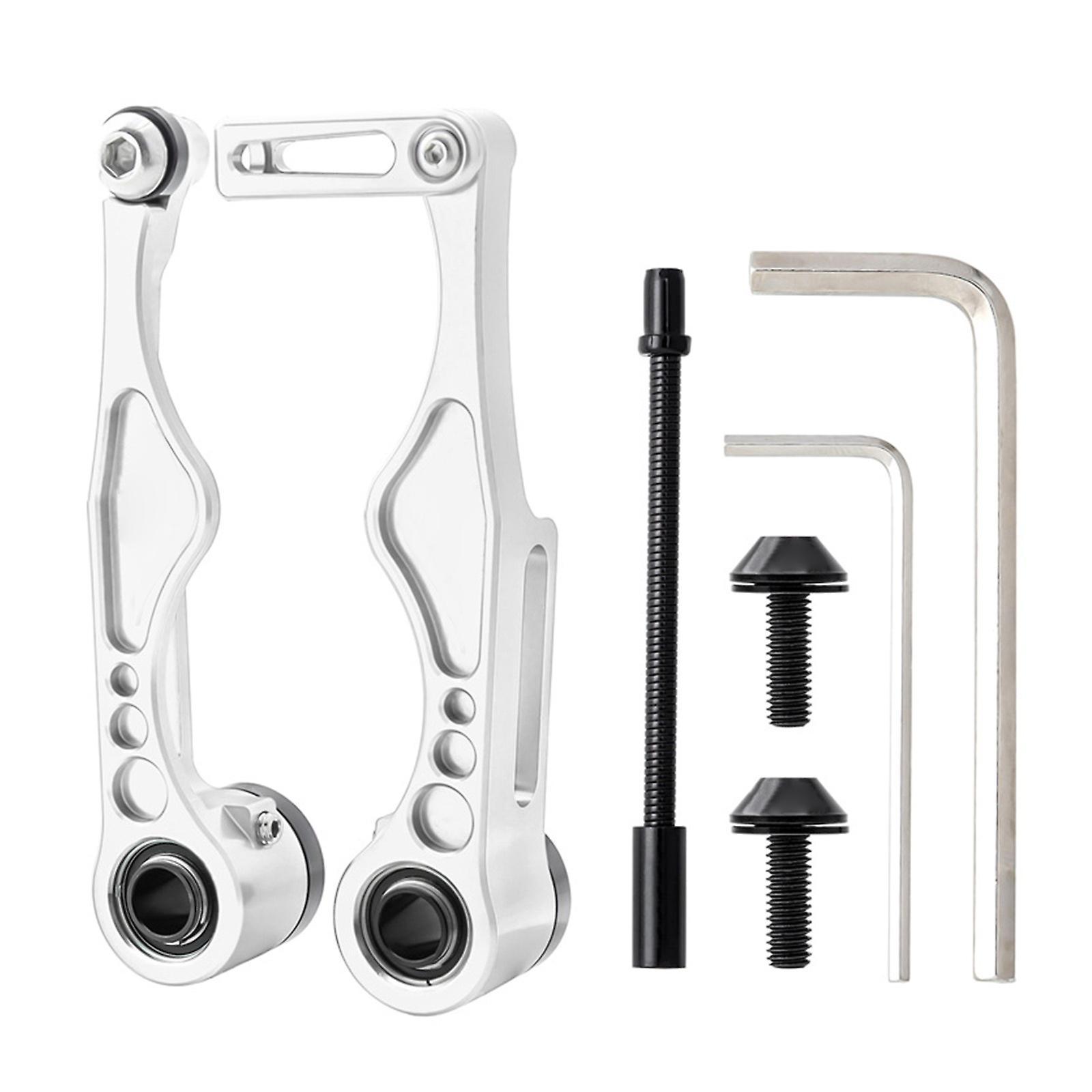 Niutu0 1 Set Aluminum Alloy V Brake For Mountain Bike Road Bike Front & Rear Mtb Bmx Silver 126*60.8MM