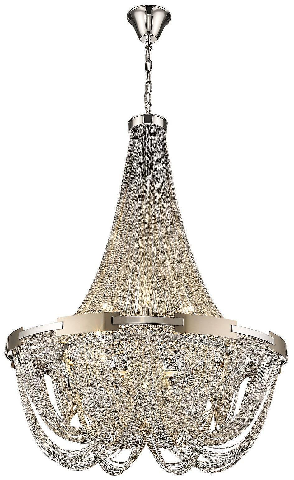 Spring 10 Light Chandelier Silver Finish E14