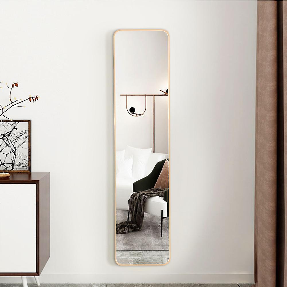 Sheonly 118cm Full Length Mirror with Rounded Corners Door Hanging Gold