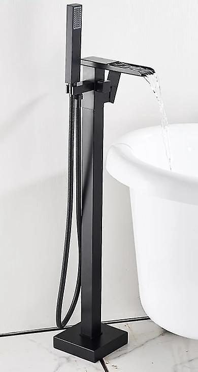 Slowmoose Floor Standing, Matte Black Square Bathtub Shower Faucets For Hot & Cold Water Black - TYPE B