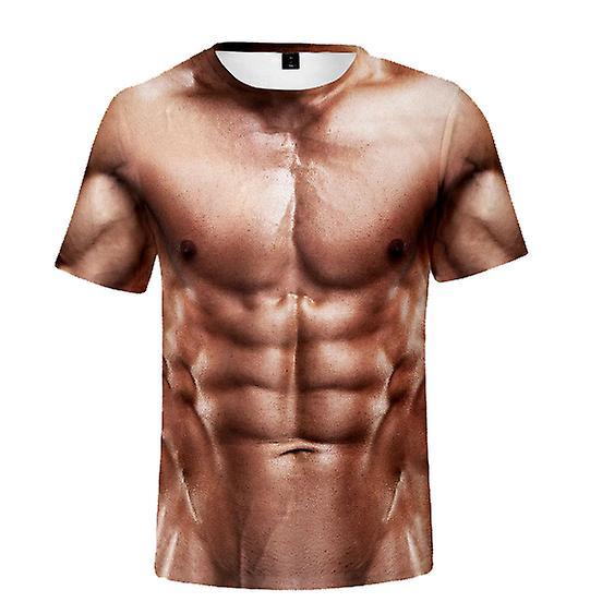 Kissqiqi 3D Muscle Printed Men's Short Sleeve T-Shirt Summer Tees style 3 2XL