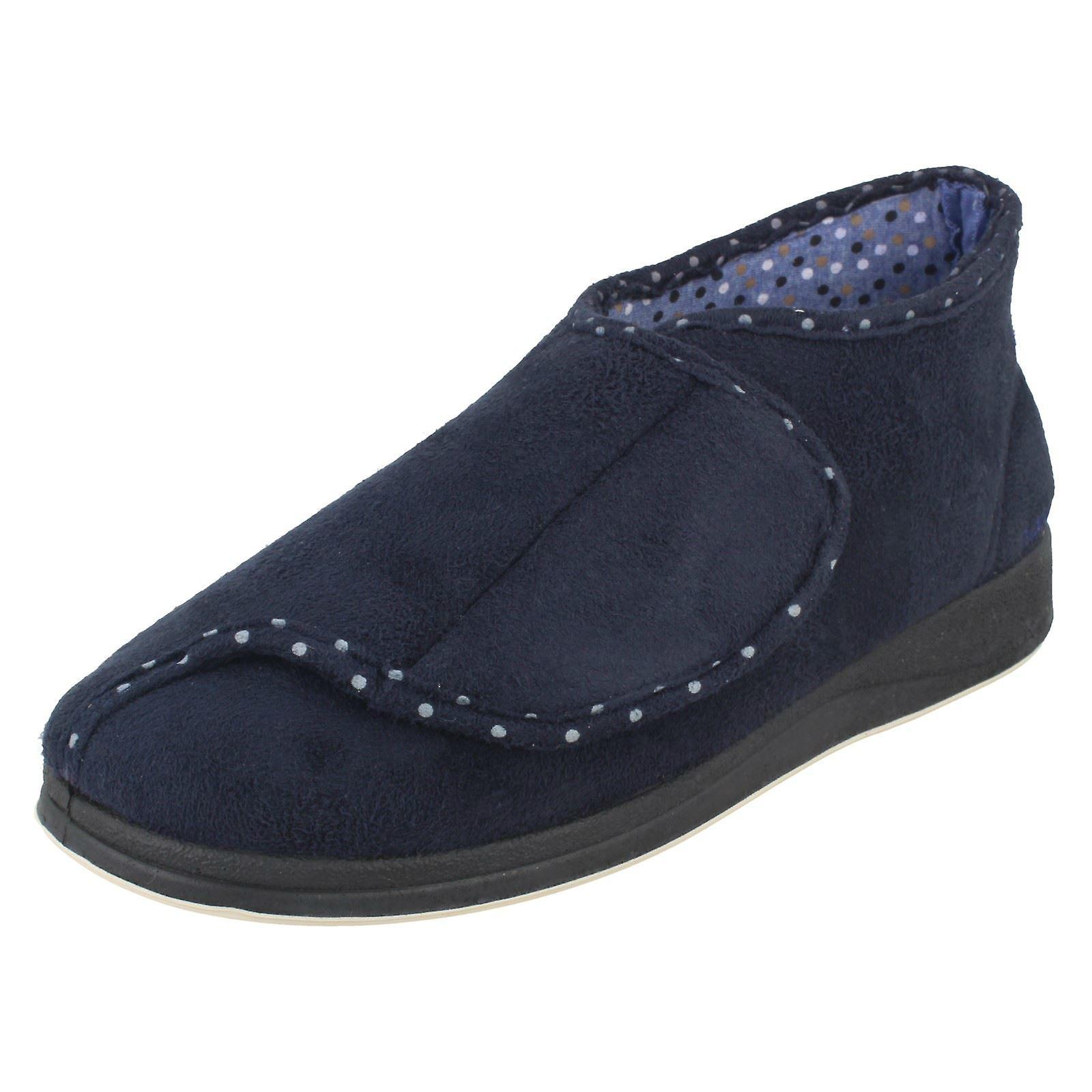 Padders Ladies Wide Fitting Boot Style Slippers Cherish Navy (Blue) UK 6