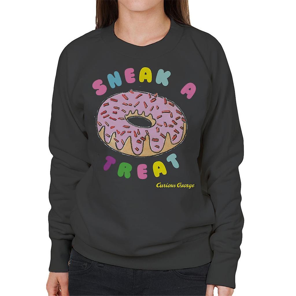 Curious George Sneak A Treat Donut Women's Sweatshirt Charcoal XX-Large