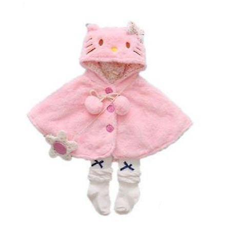 Slowmoose Autumn Winter Baby Thick Coat Hooded Cloak Poncho Jacket Outwear Sweater 24M / Pink