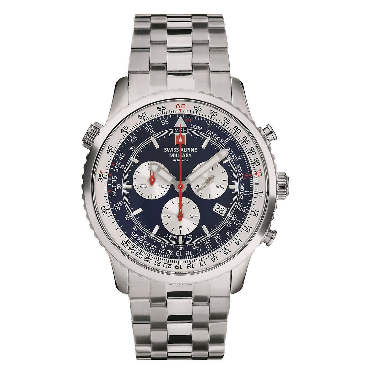 Swiss Alpine Military by Grovana Swiss Alpine Military Men's Watch Chronograph Analog Quartz 7078.9135SAM Stainless Steel Silver