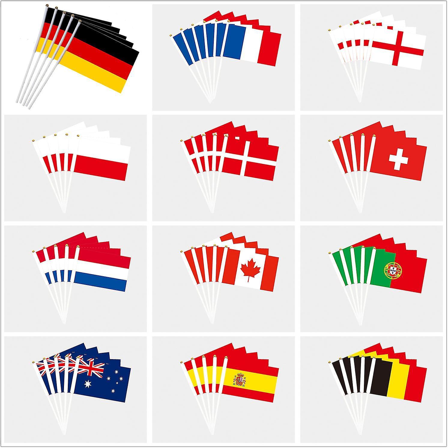 Longzhen 5pcs Flag Bunting Set, Small Mini Handheld Flags 21 x 14 cm, 2024 EURO Football Championship Party Decoration, Festival Celebrations Decor...