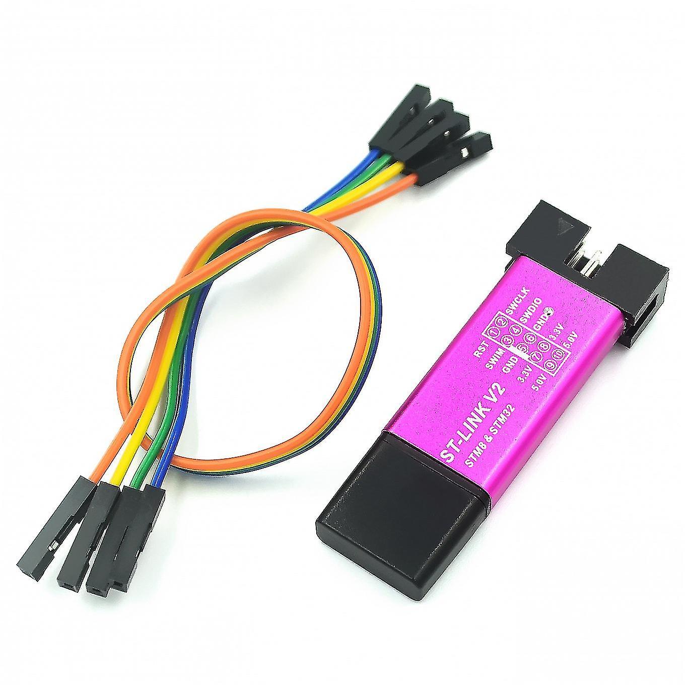 ST Link V2 Mini STM8 STM32 Simulator Download Programmer Programming with Cover Cable (Random Color)