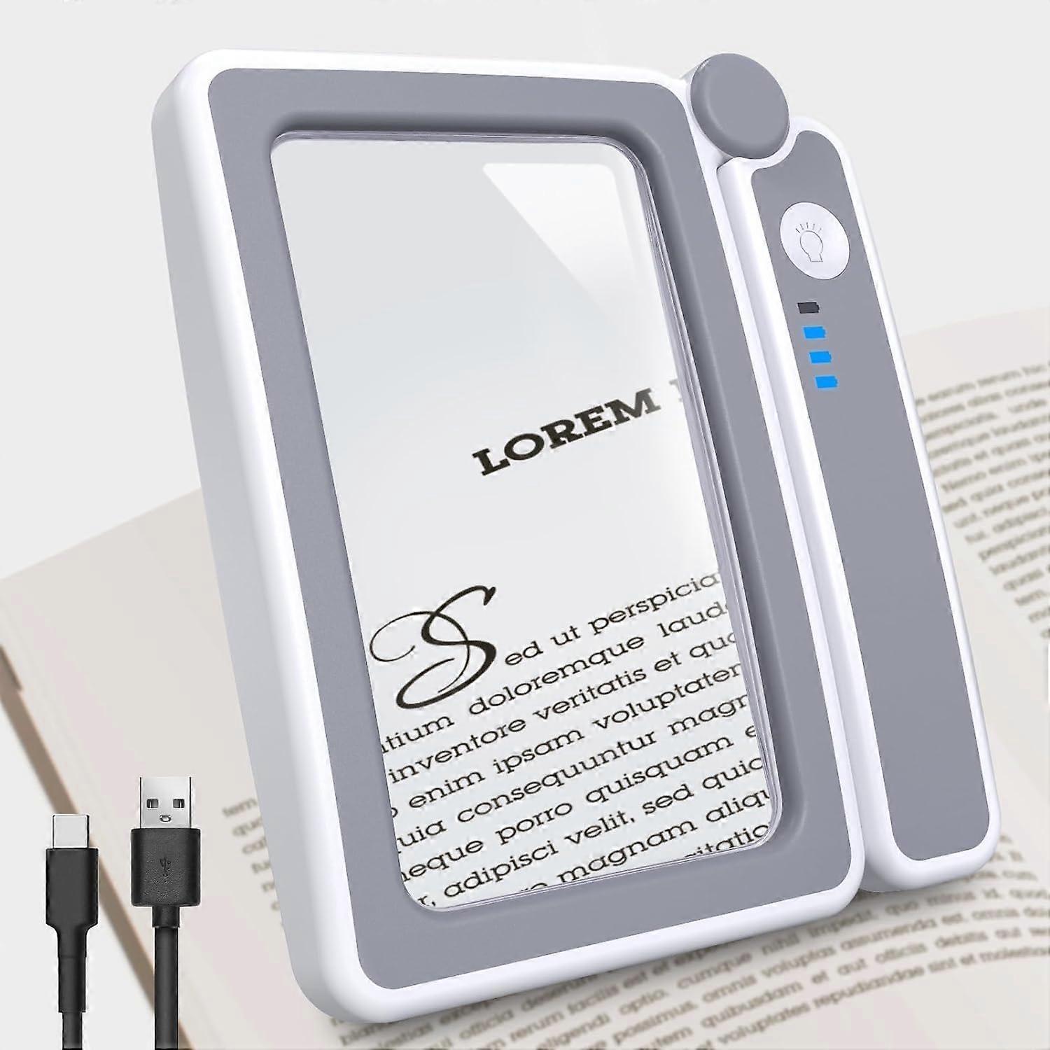 Unbrand Magnifying Glass with Light, Folding Handheld Magnifiers Large Rectangle Lighted Magnifier with Dimmable LED for Seniors Reading