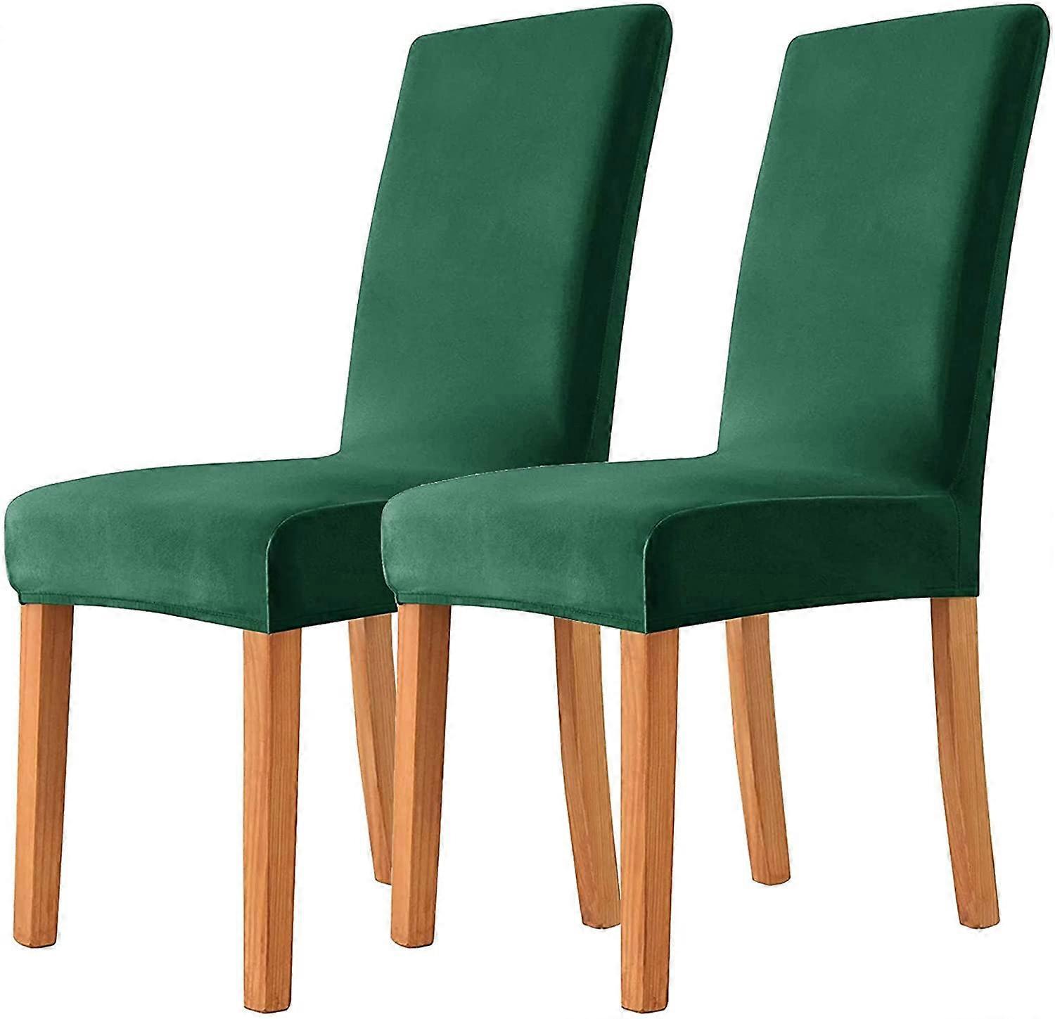 Tinor Forest Green Soft Stretch Velvet Dining Chair Slipcover (2 Pack)