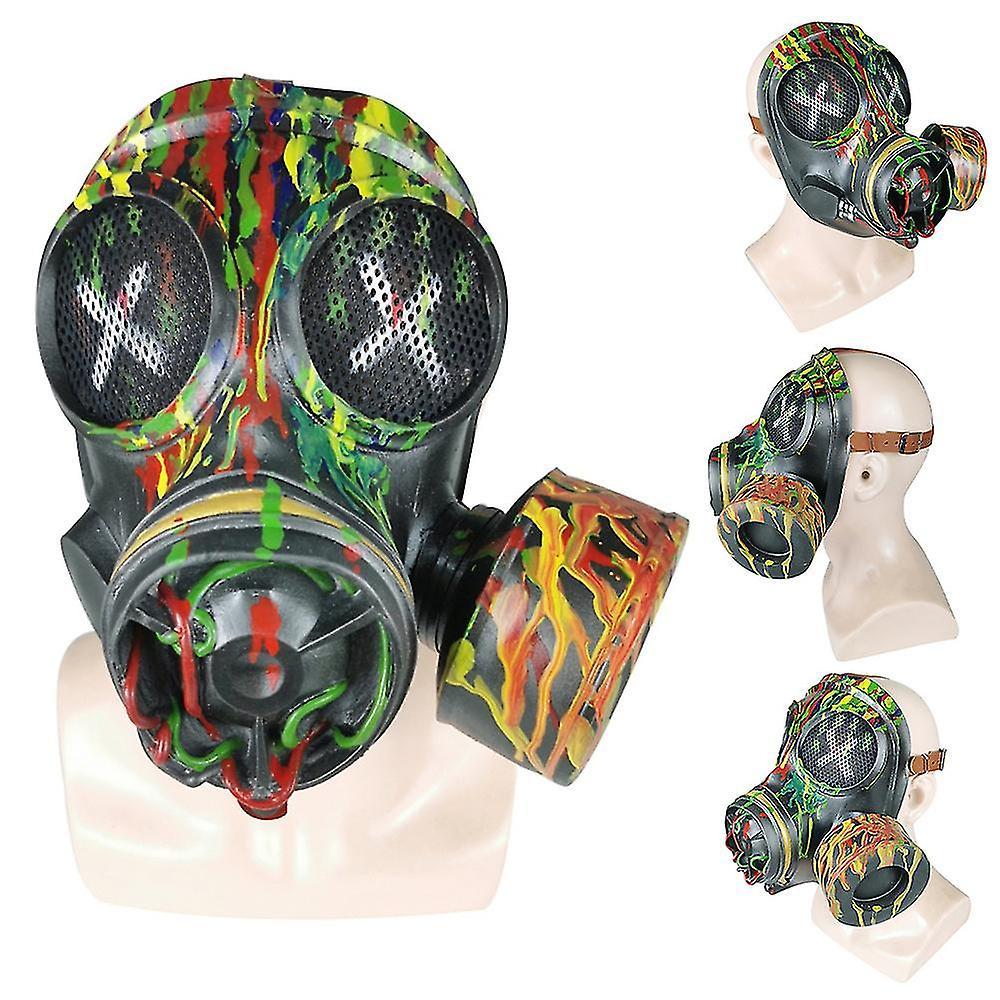 Wfuo Halloween Horror Mask Camo Gas Mask Adult Unisex Latex Mask Party Fancy Dress Cosplay Props