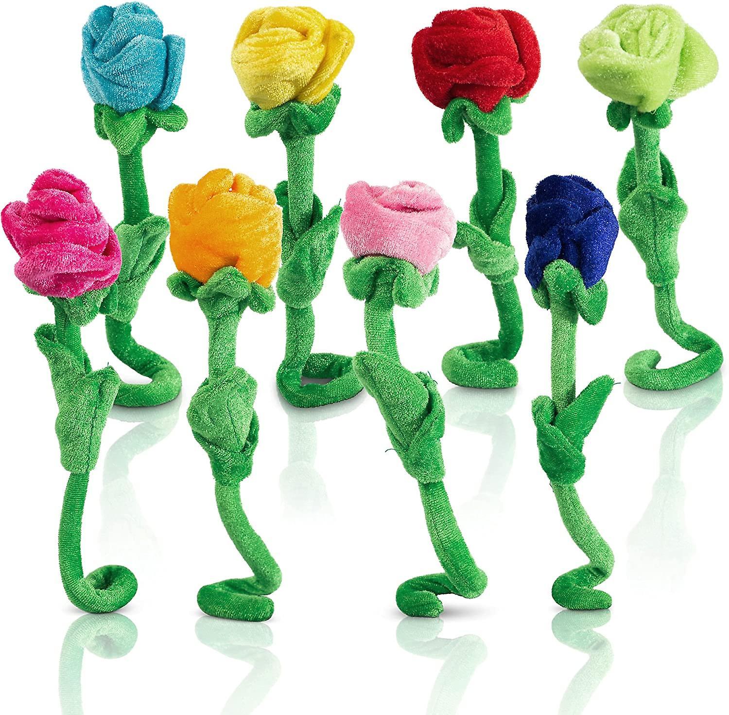 Baicccf Plush Rose Flower Bendable Stems Colorful Stuffed Rose Flower Toy Durable Roses Plush Bouquet Toy Rose Soft Flower Toys Gift For Kids Baby ...