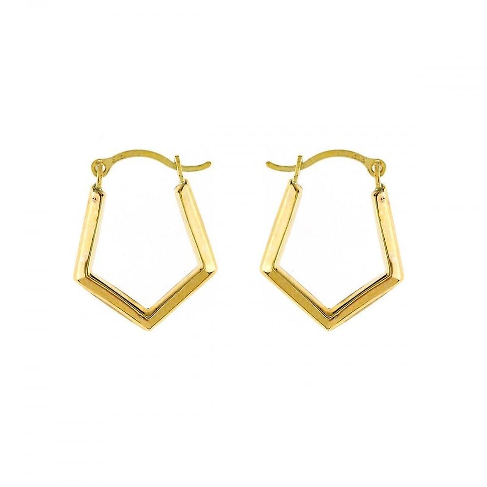 Women's Eternity 9ct Gold Small Pentagonal Polished Creole Hoop Earrings