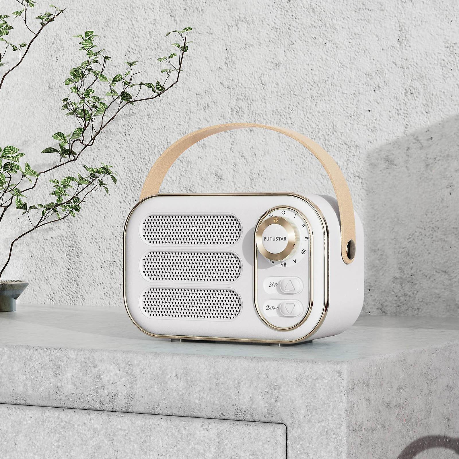 Flye Multifunctional Mini Portable Fm Radio Bluetooth Speaker Usb Tf Aux Indoor Outdoor Retro-design Wireless Speaker White