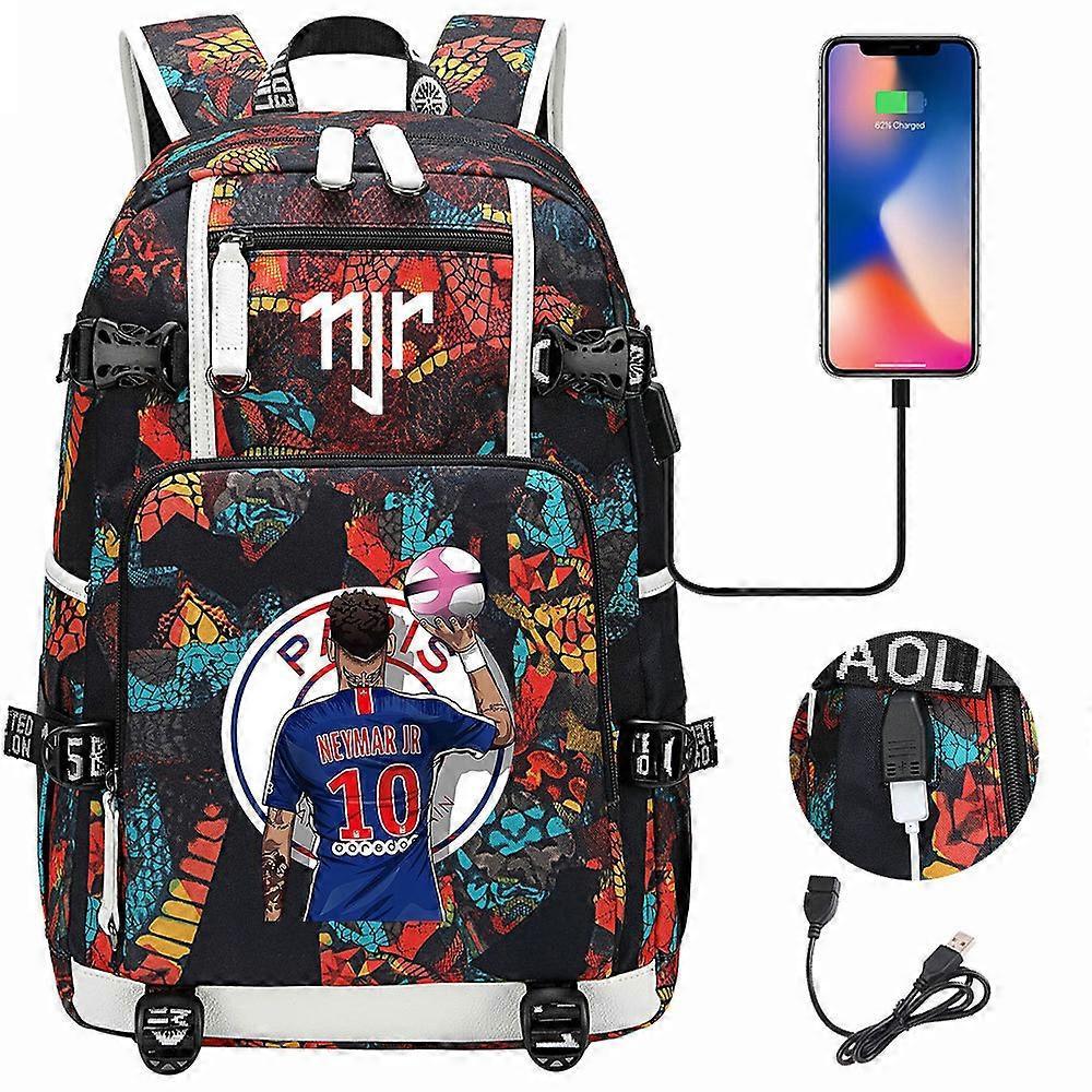 Yixin Tech Paris Neymar Football Star Back Print Pattern Backpack Youth Student School Bag Travel Backpack Computer Bag red