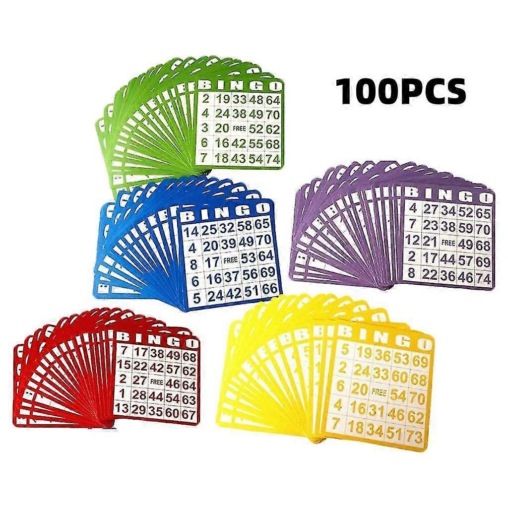 Qin 100pcs Bingo Paper Game Cards Bingo Cards 5 Colors