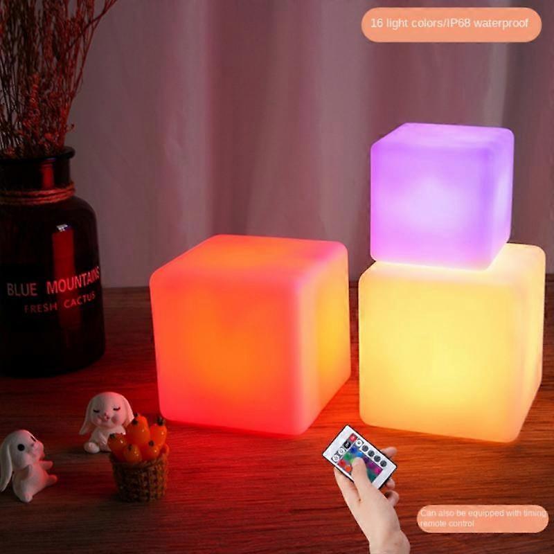 Unbrand LED Cube Chair Light, Cordless LED Square Cube Chair, RGB Color Changing Light Up Rechargeable Waterproof w/Remote 10cm