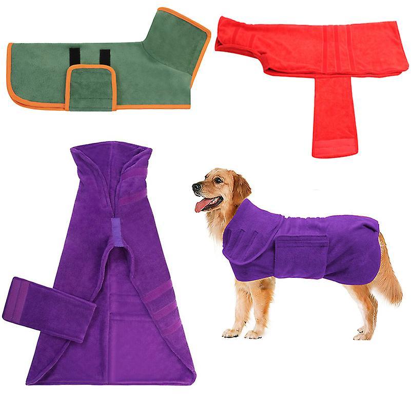 FLARUT Pet Bathrobe Dog Bath Towel Strong Absorbent Bath Quick Dry Clothes Purple XL