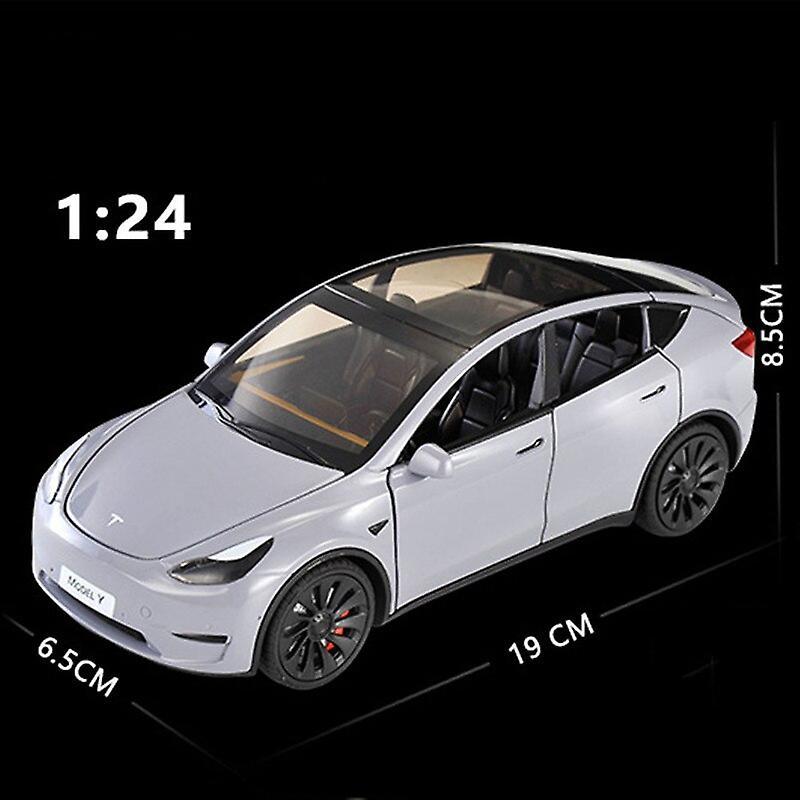 1/24 Scale Tesla Model Y Diecast Alloy Toys Models Car Simulation With Sound Light Pull Back Function Collection Boys Toy Gifts Toy Cars Grey