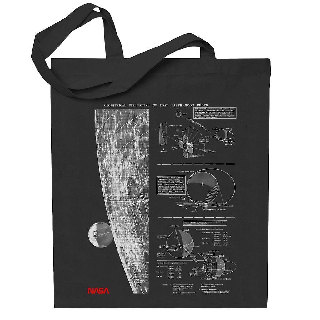 NASA Geometric Lunar Perspective Of Earth Totebag Black 38 x 42 cm