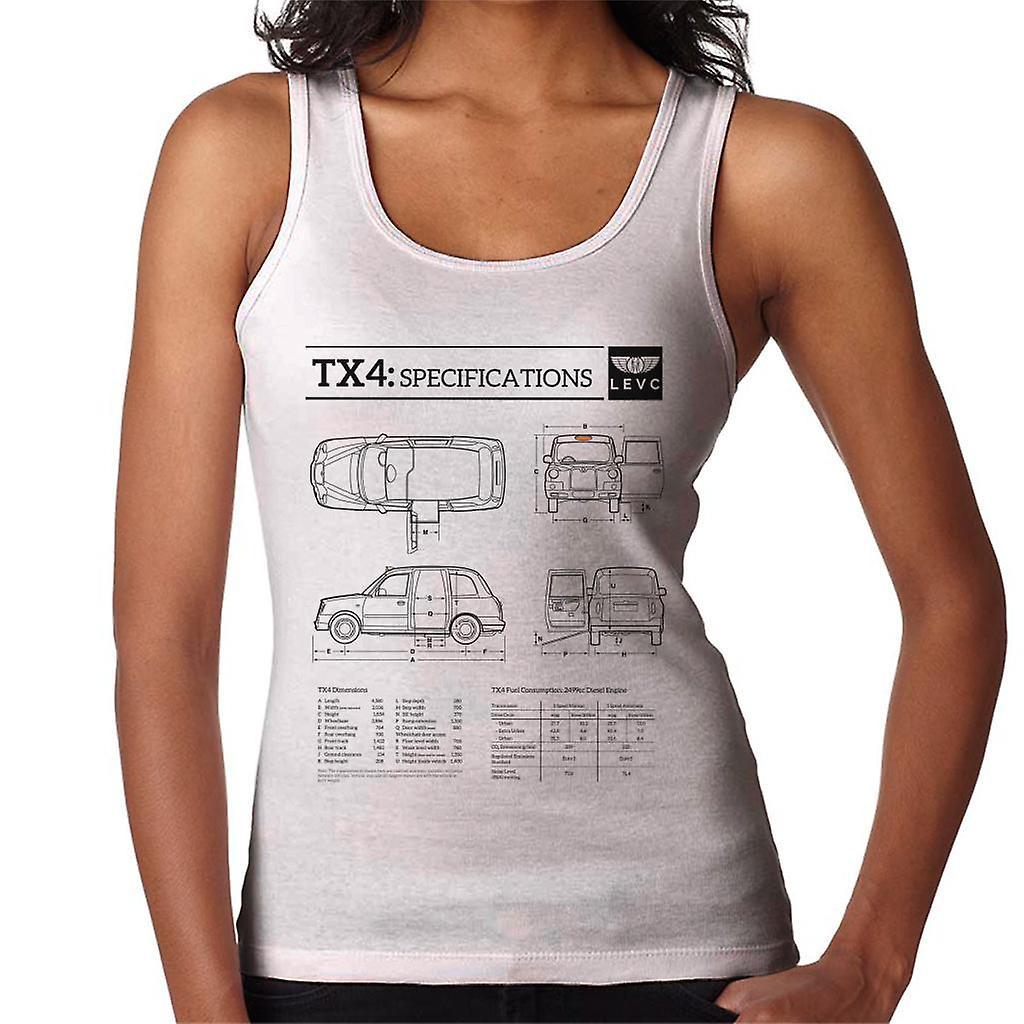 London Taxi Company TX4 Specifications Blueprint Women's Vest White Small