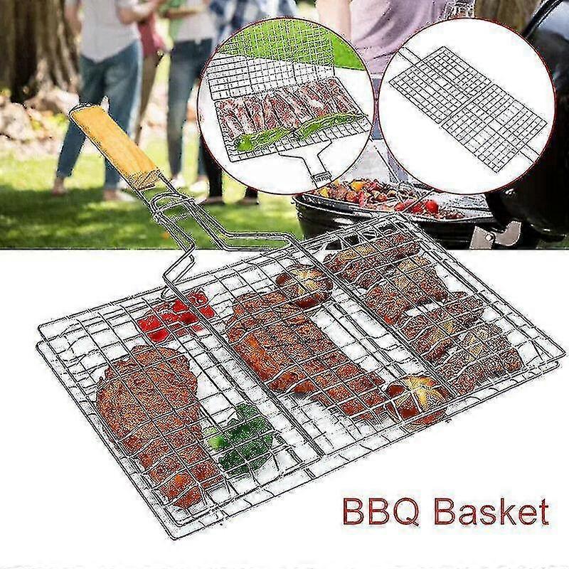 Aiducho (60*40CM) Foldable Barbecue Grilling Basket Grill BBQ Net Steak Vegetable Meat Fish Holder