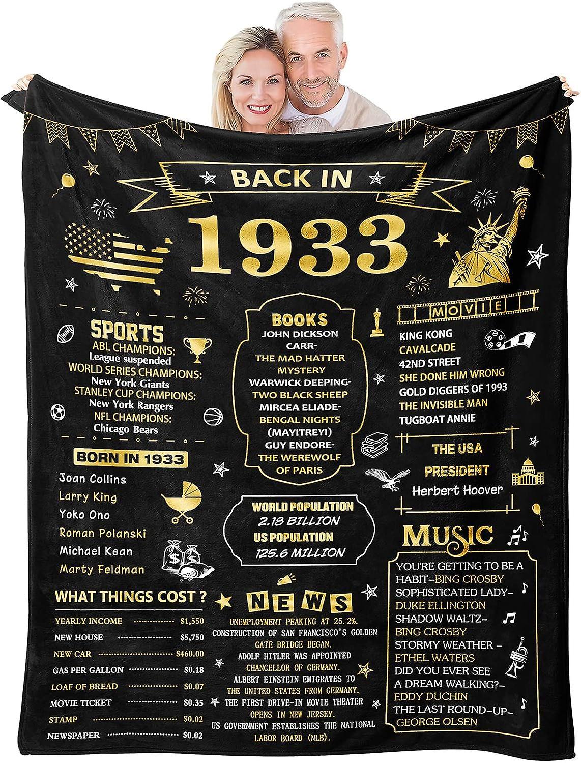 LINCMAN 90th Birthday Gifts For Women Men, 90th Birthday Blanket, 90th Birthday Gift Ideas, 90th Birthday Decorations For Women Men, Best Birthday ...